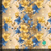 Jersey print med Sand/blå blomster