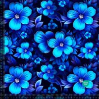 Jersey print med Blå blomster 6