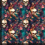 Jersey print med Skulls & små roser