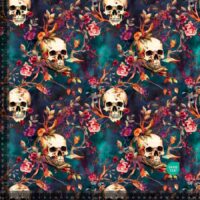 Jersey print med Skulls & små roser
