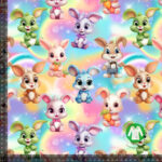 Jersey print med pastel kaniner