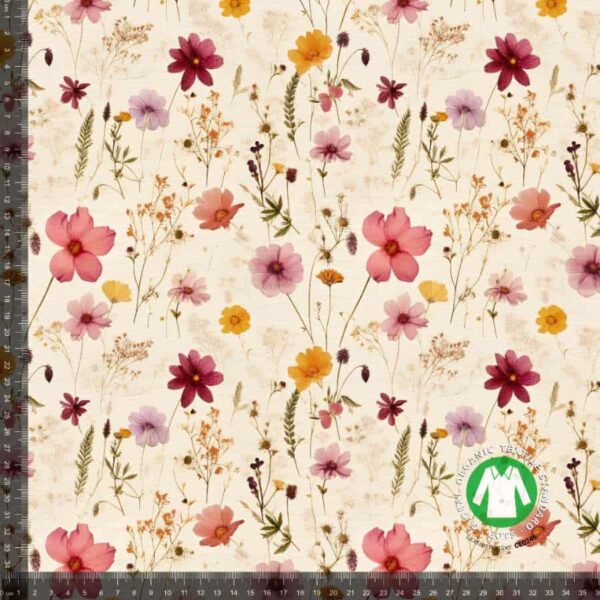 Jersey print med lyserød blomster mark