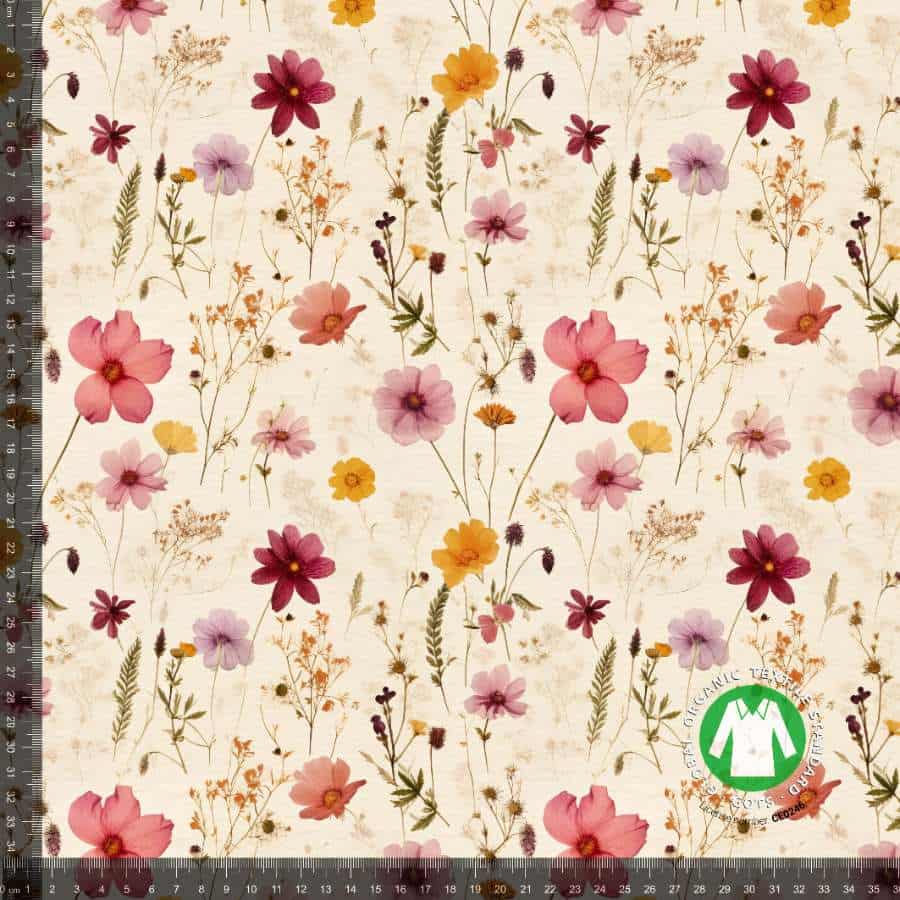 Jerseyprint med lyserød blomster mark