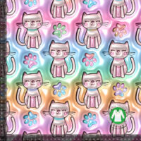 Jersey print med puffy katte