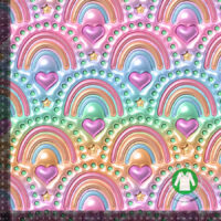 Jersey print med puffy regnbuer