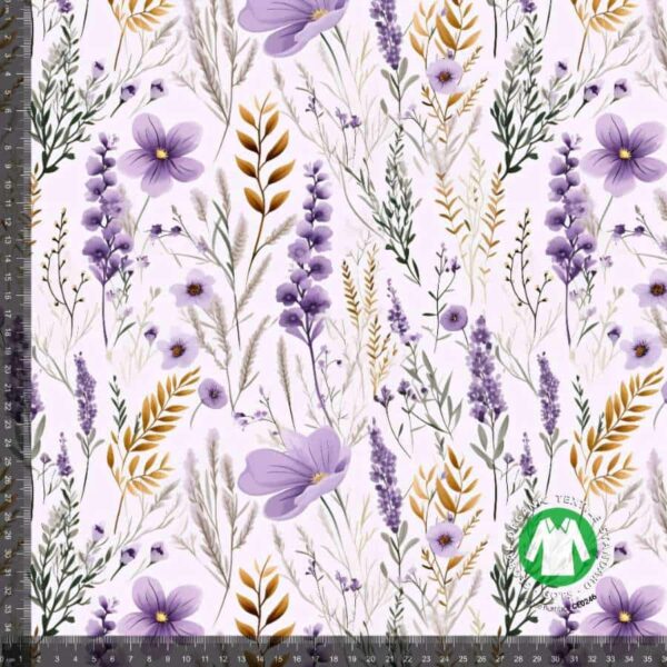 Jersey print med lilla blomster mark