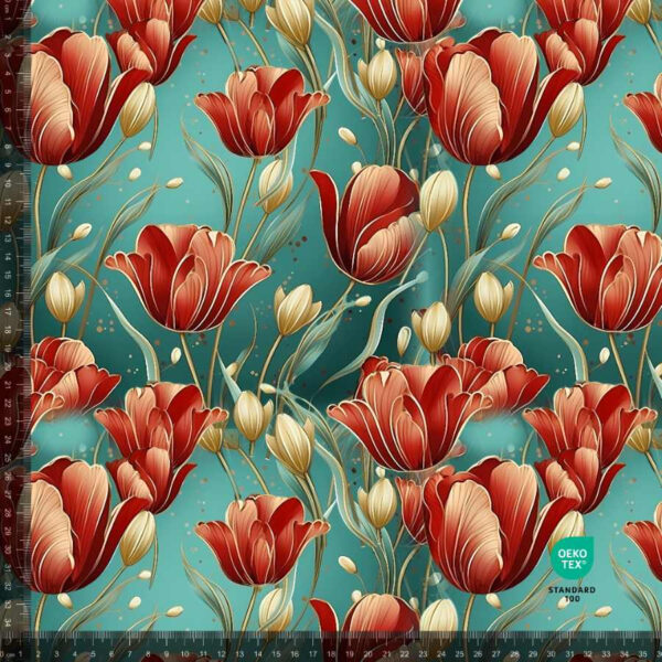 Jersey print med Røde tulipaner