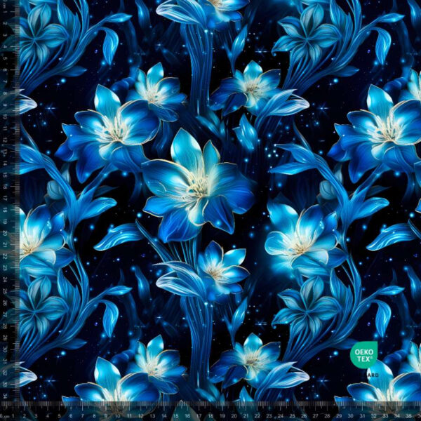 Jersey print med Skinnende blå blomster