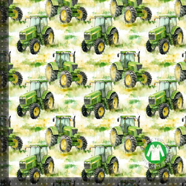 Jersey print med traktor - grøn vandfarve