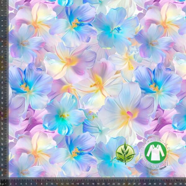 Bambus jersey med 3D pastel blomster