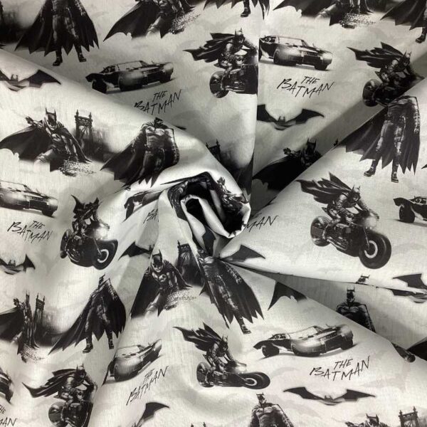 Poplin med Batman mobil - Hvid