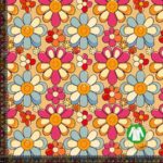 Jersey print med retro blomster - beige