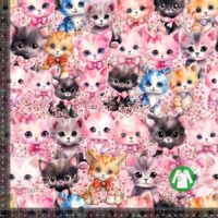 Jersey print med søde blomster katte