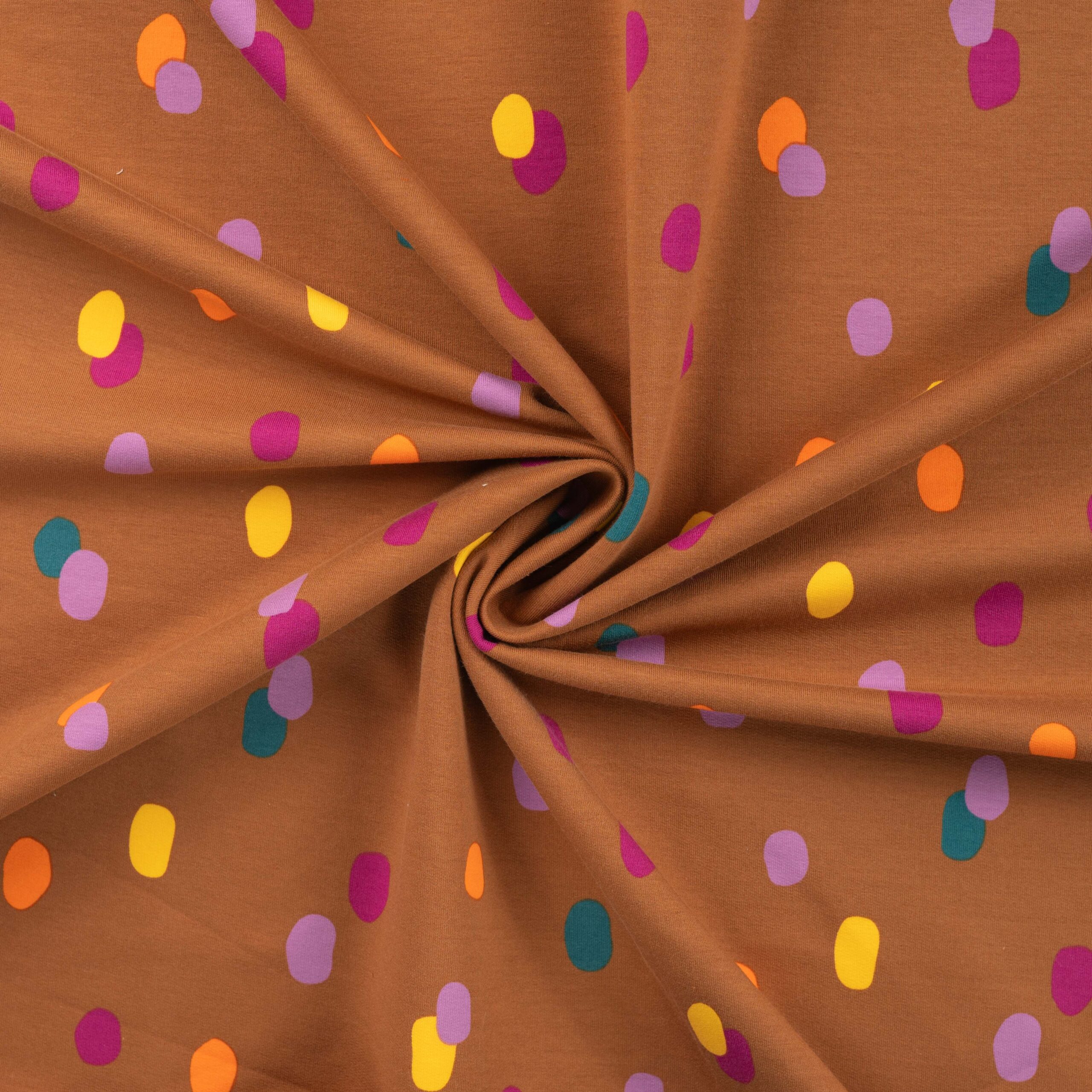 French Terry med små circler - brun