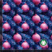 Jersey print med pink julekugler