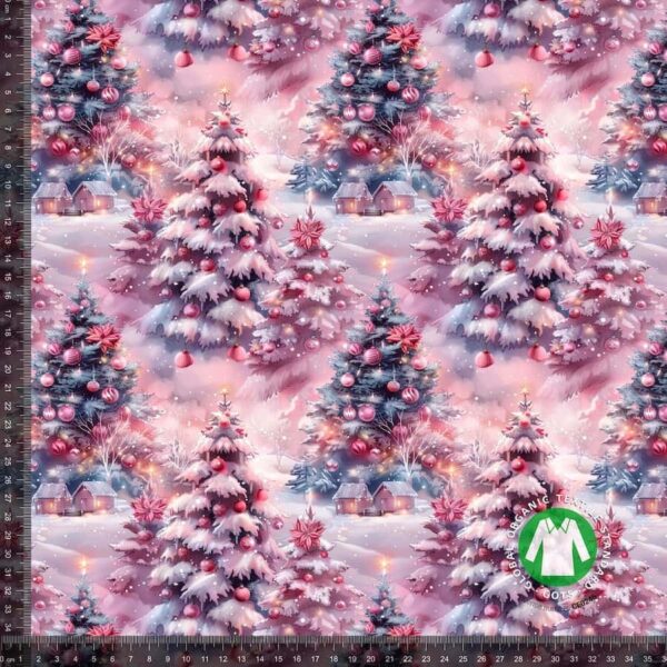 Jersey print med pink julelandskab