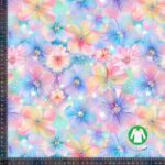 Jersey print med glimtende pastel blomster