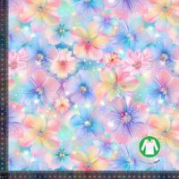 Jersey print med glimtende pastel blomster