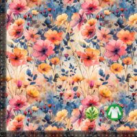 Bambus jersey print med sensommer blomster