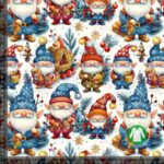 Jersey print med julenisser - hvid