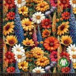 Jersey print med havens blomster