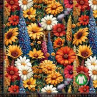Jersey print med havens blomster