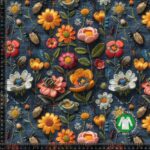 Jersey print med broderings blomster
