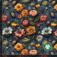 Jersey print med broderings blomster