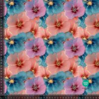 Jersey print med flotte guldfibre blomster