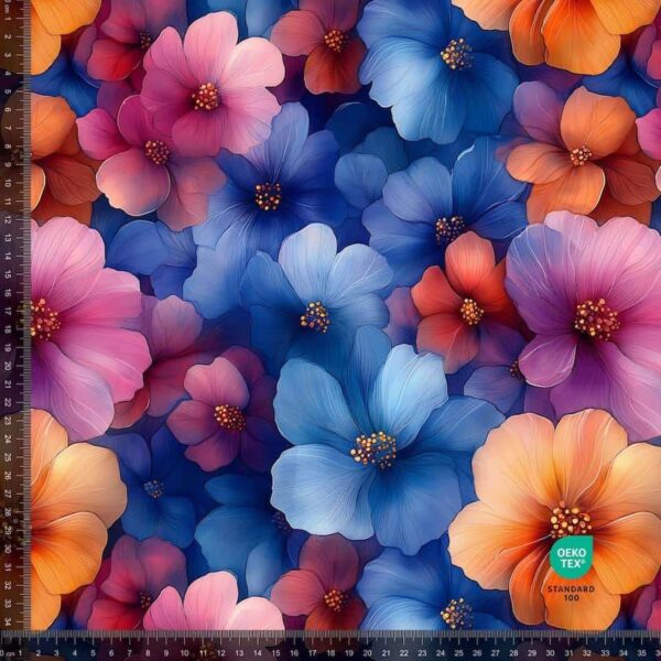 Jersey print med flotte farverige blomster