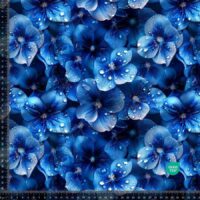 Jersey print med friske blå blomster