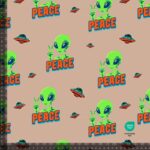 French Terry print med Aliens, beige - 2