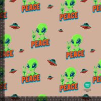 French Terry print med Aliens, beige - 2