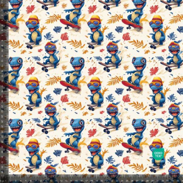 French Terry print med skater dinoer