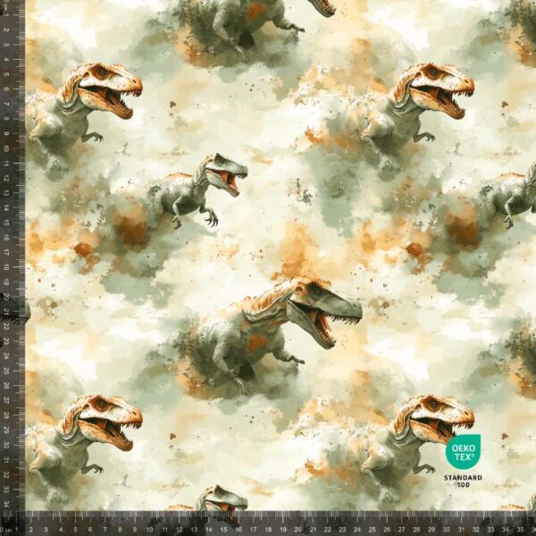 French Terry print med akvarel dinosaurer