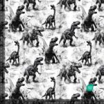 French Terry print med dinosaurer - prehistoric