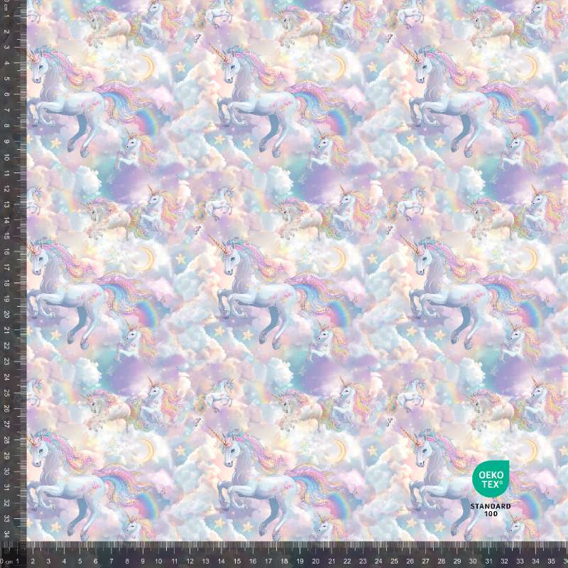 French Terry print med unicorns in the sky