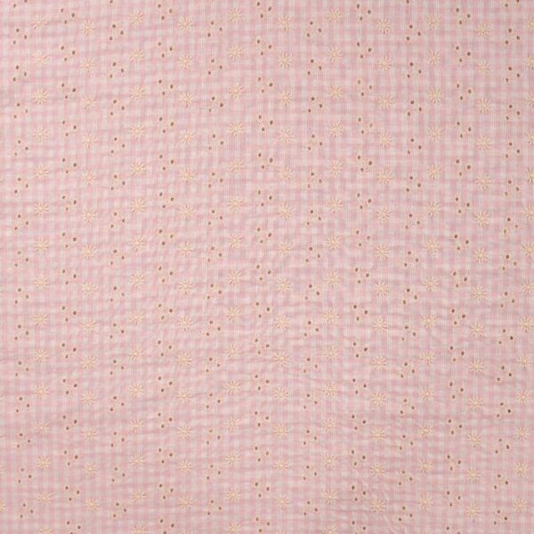 Bomuld Seersucker Broderi - Pink