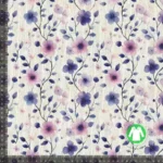 Rib jersey med elegante blomster - lilla