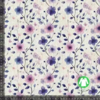 Rib jersey med elegante blomster - lilla