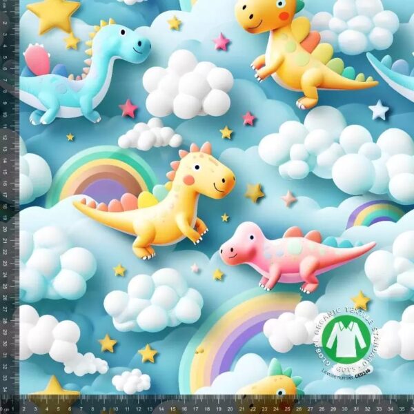 Jersey print med farverige dinoer 3
