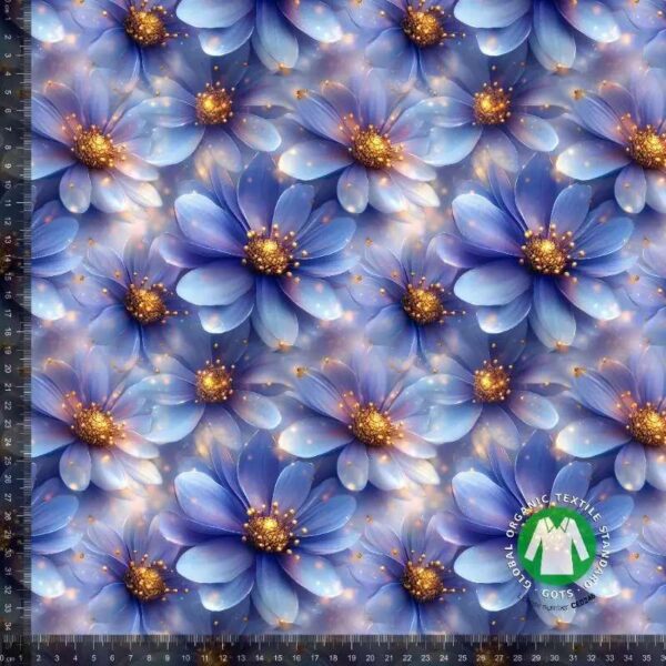 Jersey print med med lysende lilla blomster 3