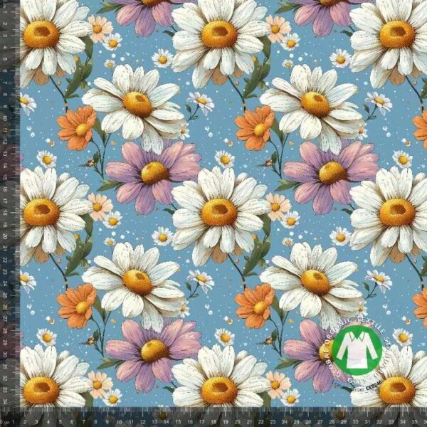 Jersey print med elegante margueritter