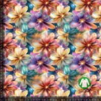 Jersey print med glimtende multifarvede blomster