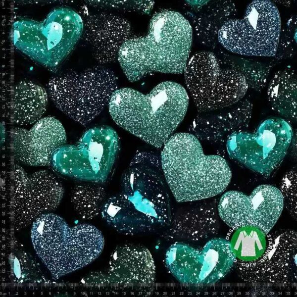 Jersey print med diamant hjerter