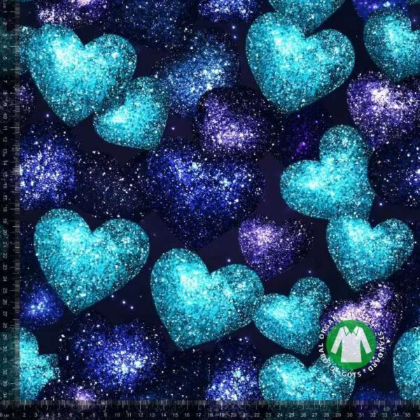 Jersey print med metallic hjerter