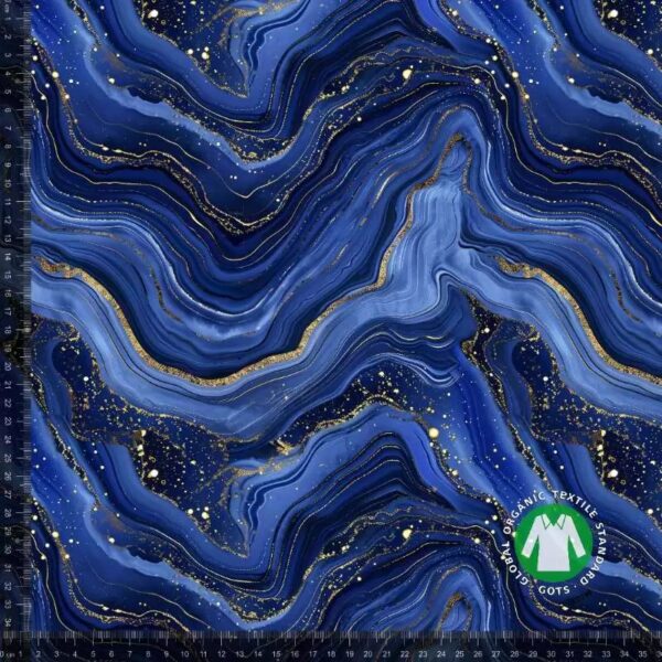 Jersey print med navy guld marble