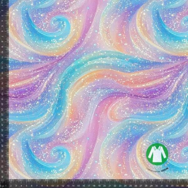 Jersey print med pastel glimmer mønster