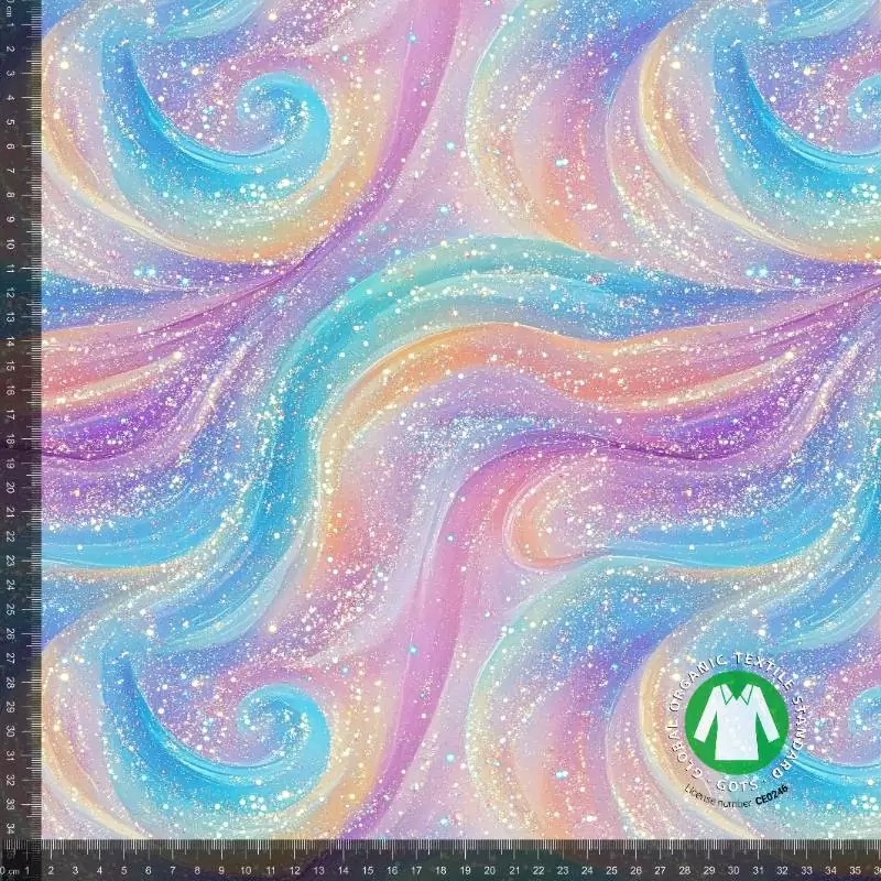 Jersey print med pastel glimmer mønster