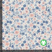 Rib jersey med små pastel blomster